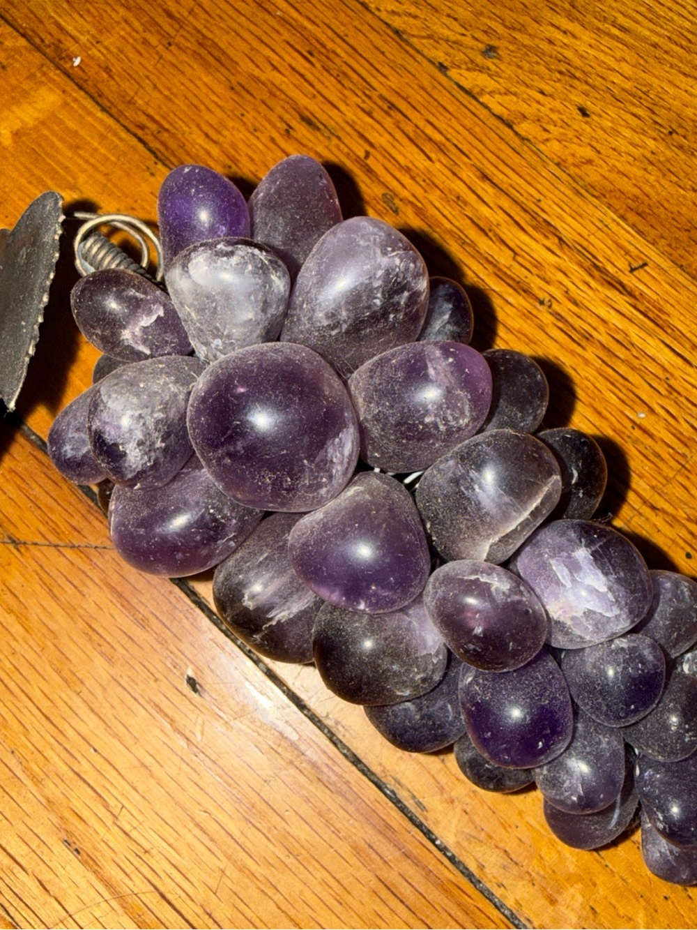 Purple Cluster Amethyst polished stones grape vine vintage